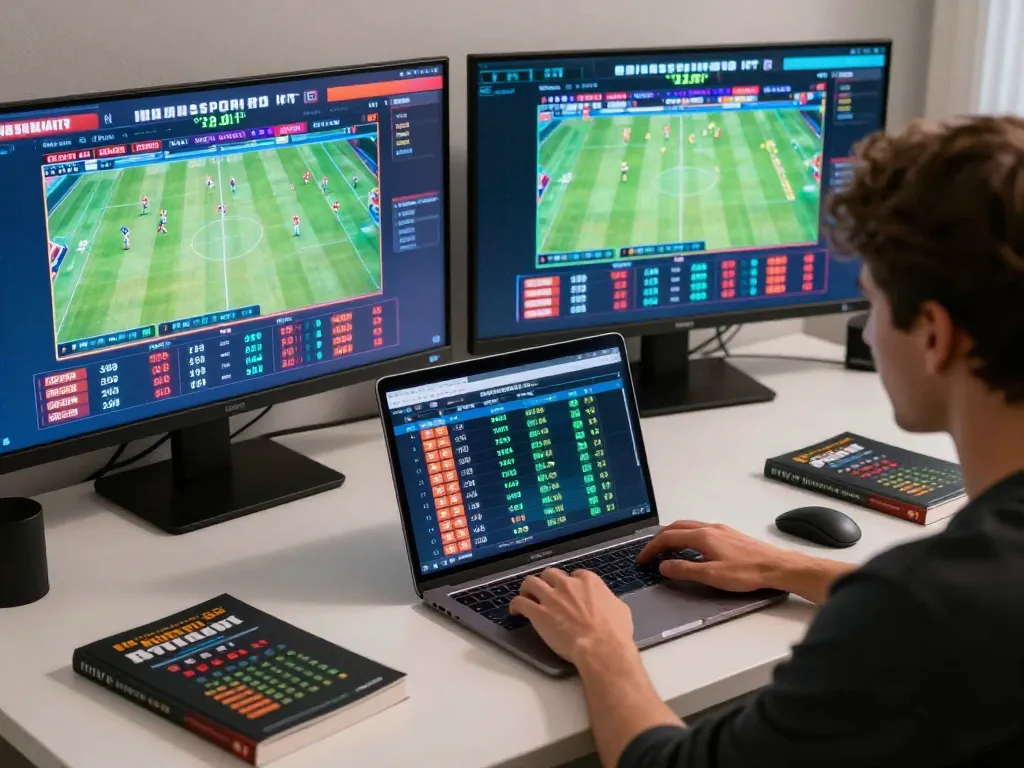 Engaging sports betting scene at 88CLUB with live gaming screens and strategic setup