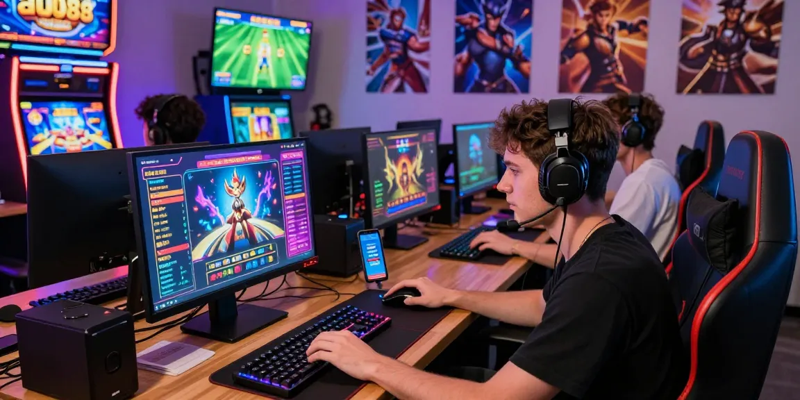 Online gaming scene with players enjoying diverse games on au88 platform, showcasing lively atmosphere.