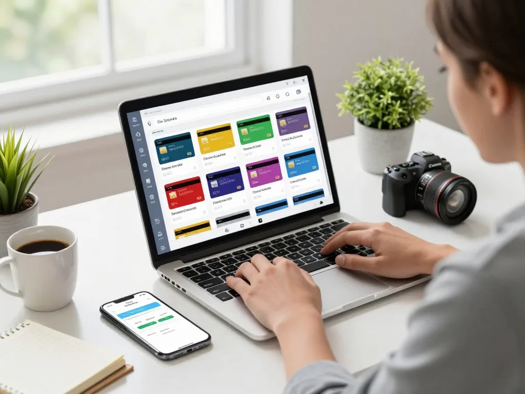 Ezzocard virtual prepaid card shopping experience at a modern workspace