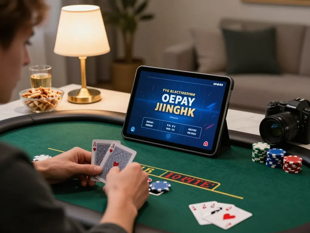 Player strategizing in a live poker game on U888, cozy atmosphere with snacks and drinks