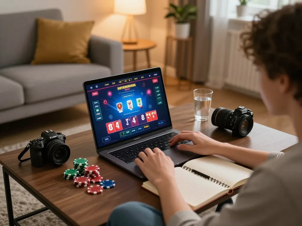 Engaging poker gameplay on the Trang chủ BEM88 online casino platform in a cozy home setting.