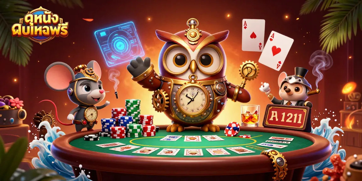 Enhance your viewing with ดูหนังออนไลน์ฟรี, a vibrant casino-themed digital illustration.