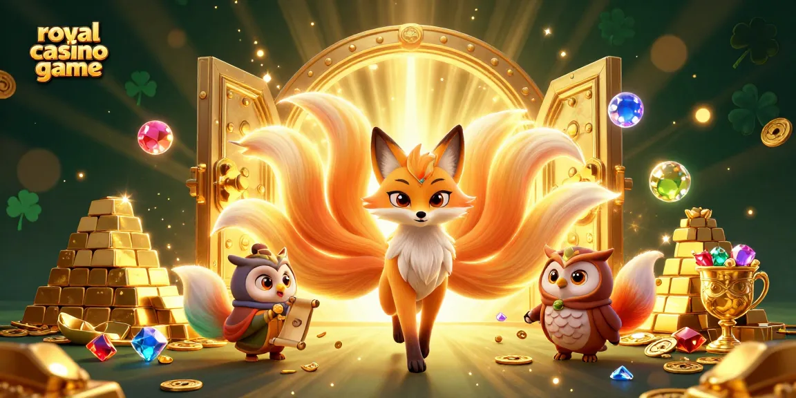 Engage with the royal casino game experience through this vibrant 3D illustration of magical creatures and treasures.