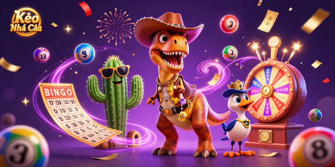 Engage in Kèo Nhà Cái action with a vibrant casino scene featuring dynamic characters and lottery elements.