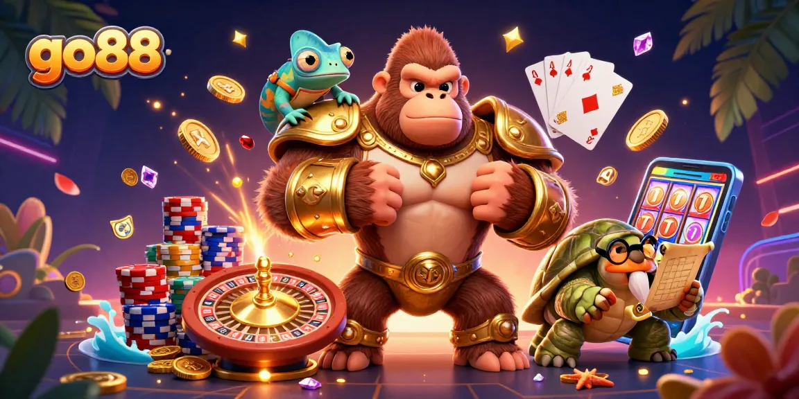 Engage with go88's thrilling gameplay featuring exciting characters and vibrant casino elements.