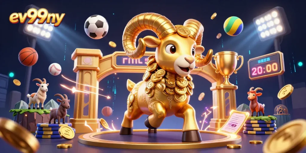 Engage in thrilling bets with ev99ny's vibrant 3D casino scene showcasing excitement and gaming elements.