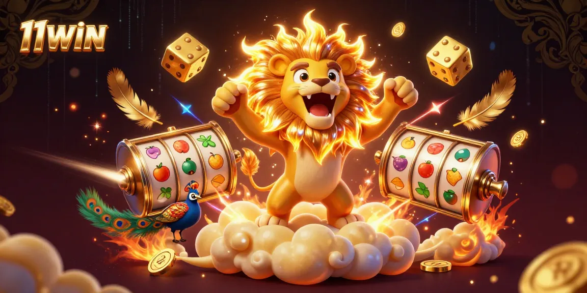 Experience the thrill of 11WIN with exciting slot reels and golden casino elements!