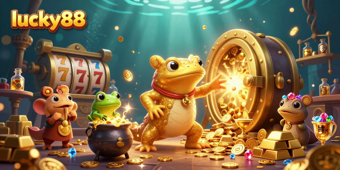 Spin the lucky88 slots with a magical giant salamander alchemist and treasures glowing