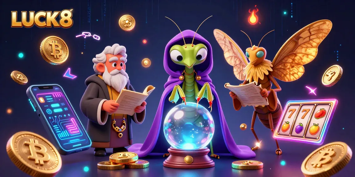 Experience the magic of LUCK8 with dynamic characters and vibrant casino elements in a captivating 3D scene.
