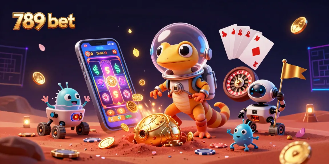 Engage with the vibrant gaming world of 789 bet as a Martian gecko uncovers a golden casino treasure.