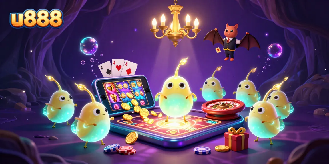 Experience thrilling gameplay at u888 with vibrant neon-lit gambling action and a unique bioluminescent theme.