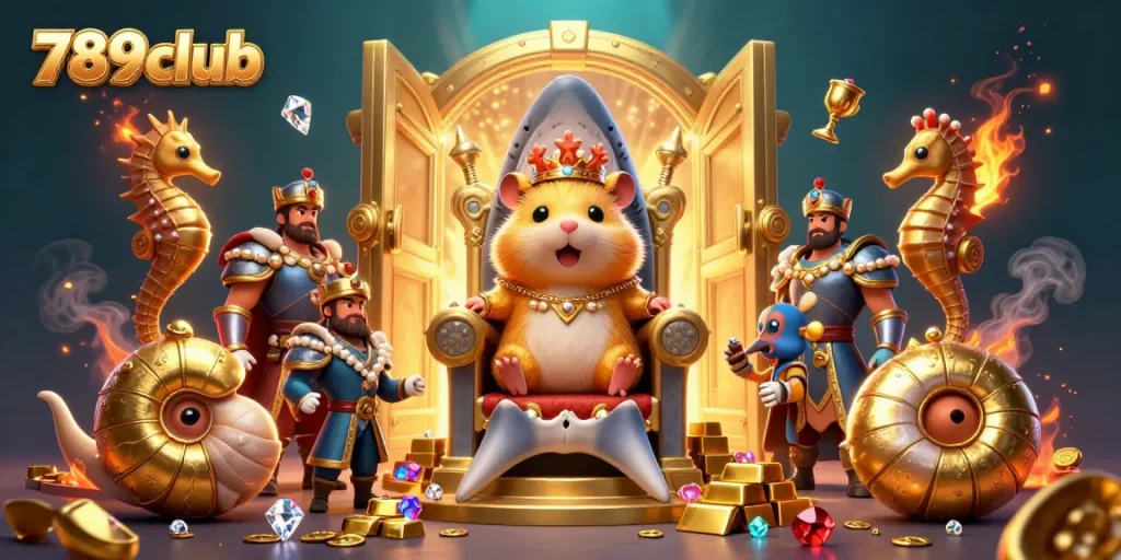 Transform your luck at 789club as a golden hamster king reigns over casino treasures.