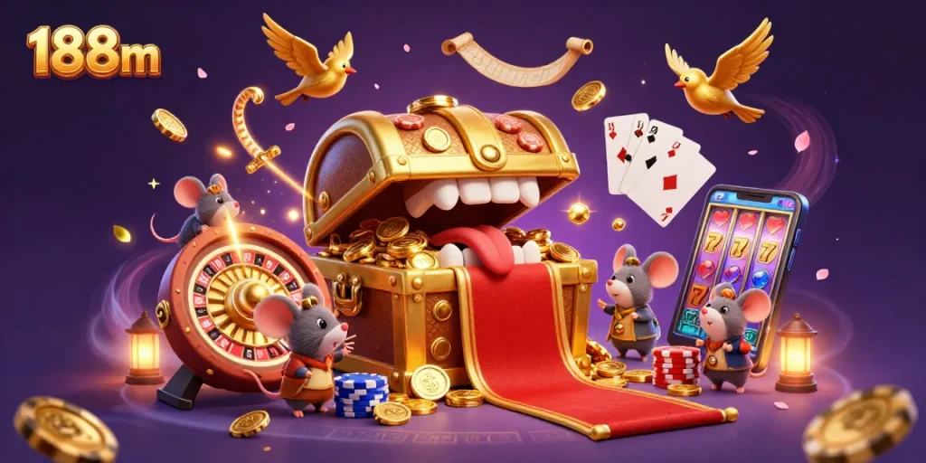 Engage with adventure in 188m's vibrant casino world, showcasing thrilling jackpots and dynamic games.
