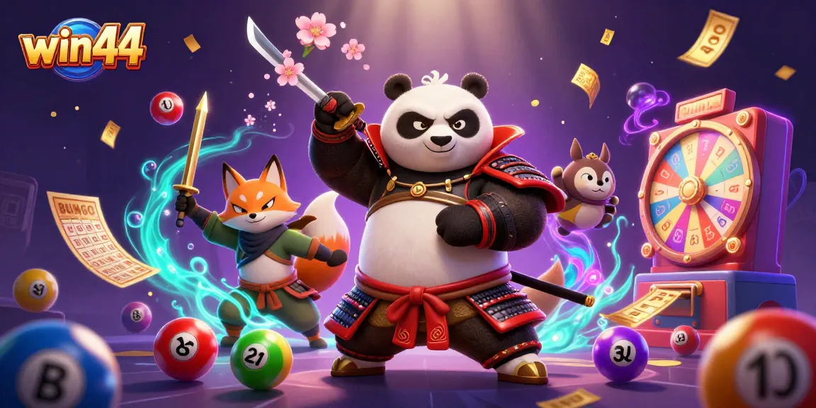Engage with thrilling games at win44 featuring a dynamic casino scene with unique characters and vibrant elements.