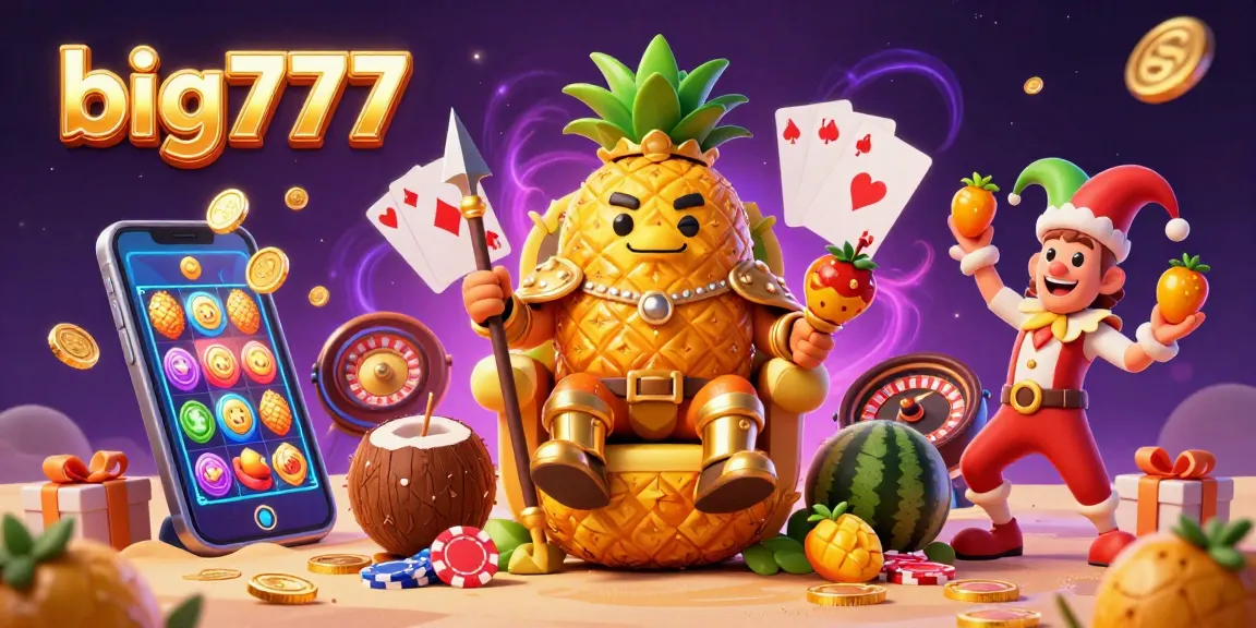 Experience thrilling wins with big777, featuring a vibrant casino scene with golden characters and lively gaming elements.