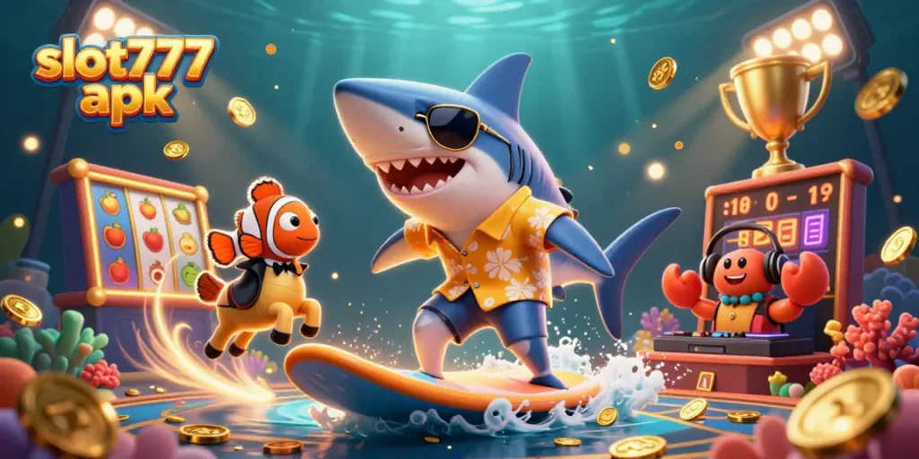 Enjoy exciting gameplay with slot777 apk featuring a vibrant underwater casino scene.