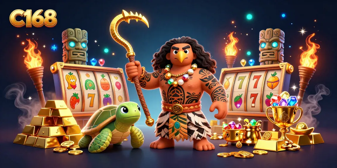 Engage in exciting slots adventures at C168, featuring golden treasures and 3D colorful characters.