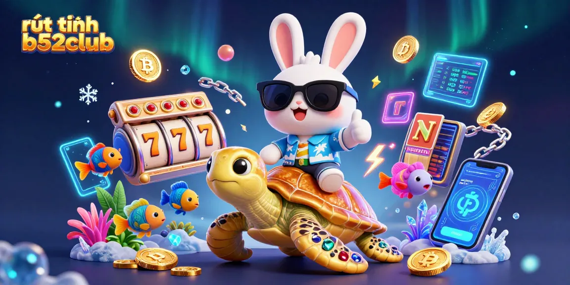 Experience seamless rút tiền b52club transactions with a joyful cartoon scene of lucky characters and casino elements.