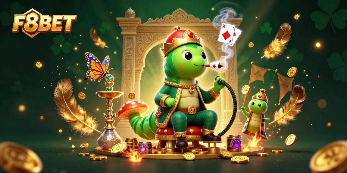 Engage with F8BET's premier gaming experience featuring a vibrant 3D illustration of casino elements.