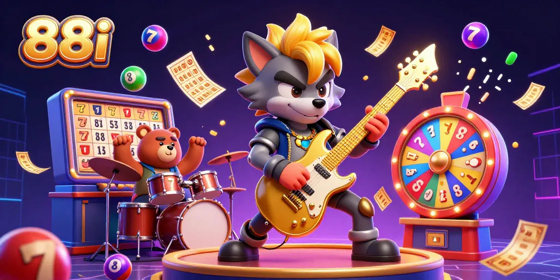 Experience thrilling 88i casino action with a wolf rock star and vibrant gaming elements.