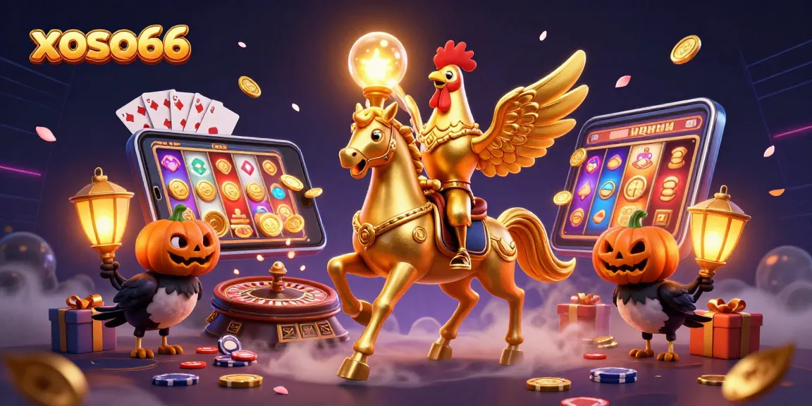 Experience thrilling gameplay at xoso66 with a golden rooster gambler in a mystical casino.