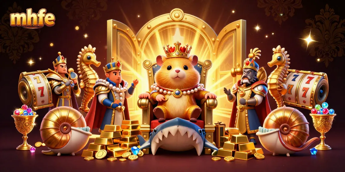 Experience the vibrant energy of mhfe's casino-themed illustration with a golden hamster king and treasure.