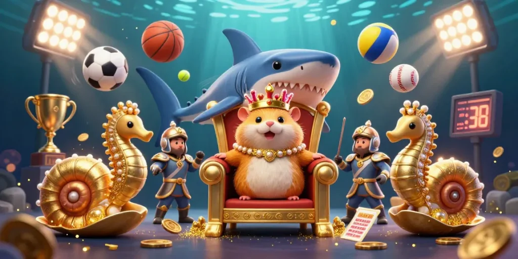 M98 showcases a dynamic 3D cartoon illustration of a golden hamster king with sports elements, emphasizing vibrant casino action.