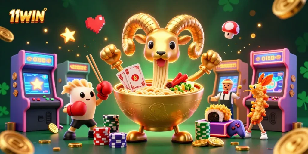 Experience 11WIN action with vibrant 3D gaming characters and rich casino elements.