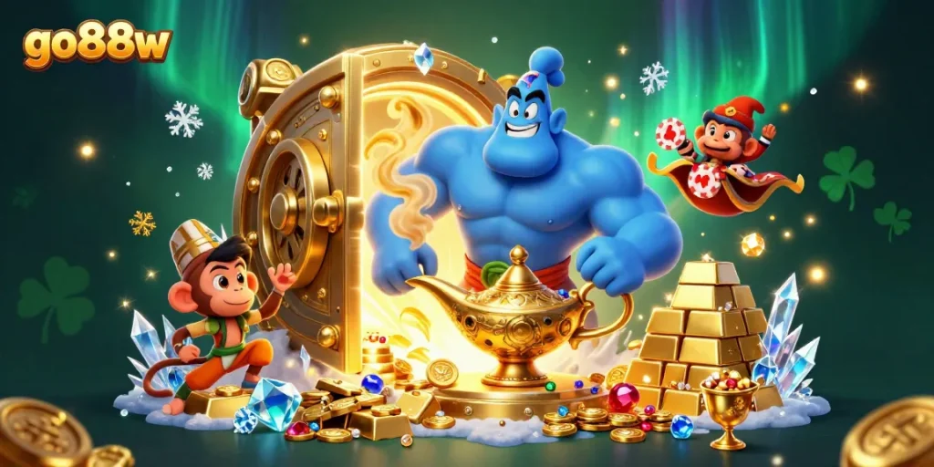 Win big at go88w with our casino-themed illustration showcasing a magical gaming experience.