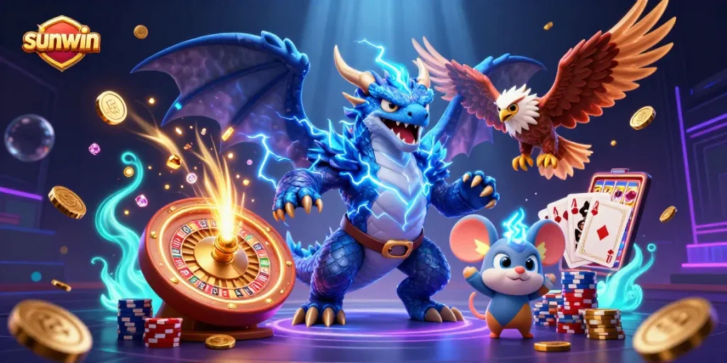 Engage with sunwin's electrifying gaming scene featuring dynamic characters and casino elements for thrilling experiences.
