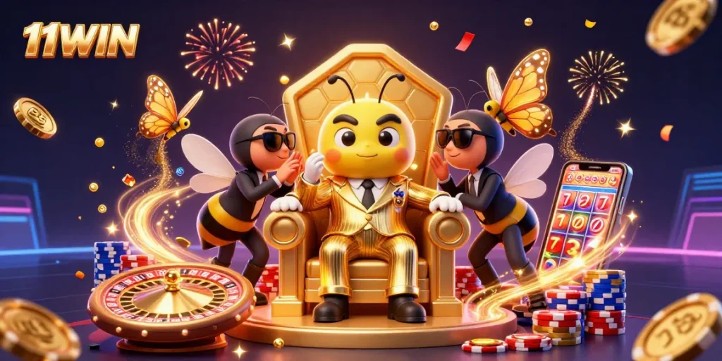 Experience thrilling moments at 11WIN with our vibrant casino illustration showcasing excitement and wealth.