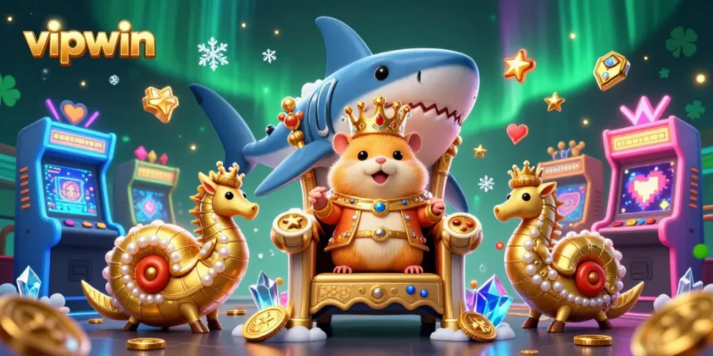 Experience the thrill at vipwin with dynamic characters and immersive gaming elements in a vibrant casino setting.