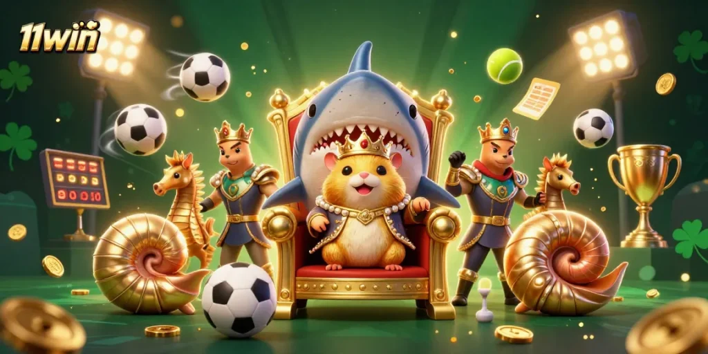 Engage with dynamic sports betting action featuring the 11WIN golden hamster king and vibrant elements.